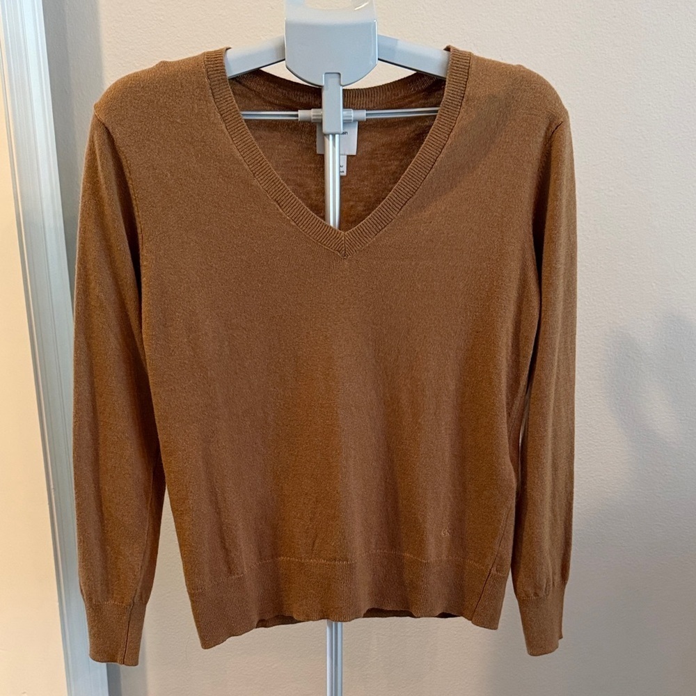 Calvin Klein Warm Tan V-Neck Sweater